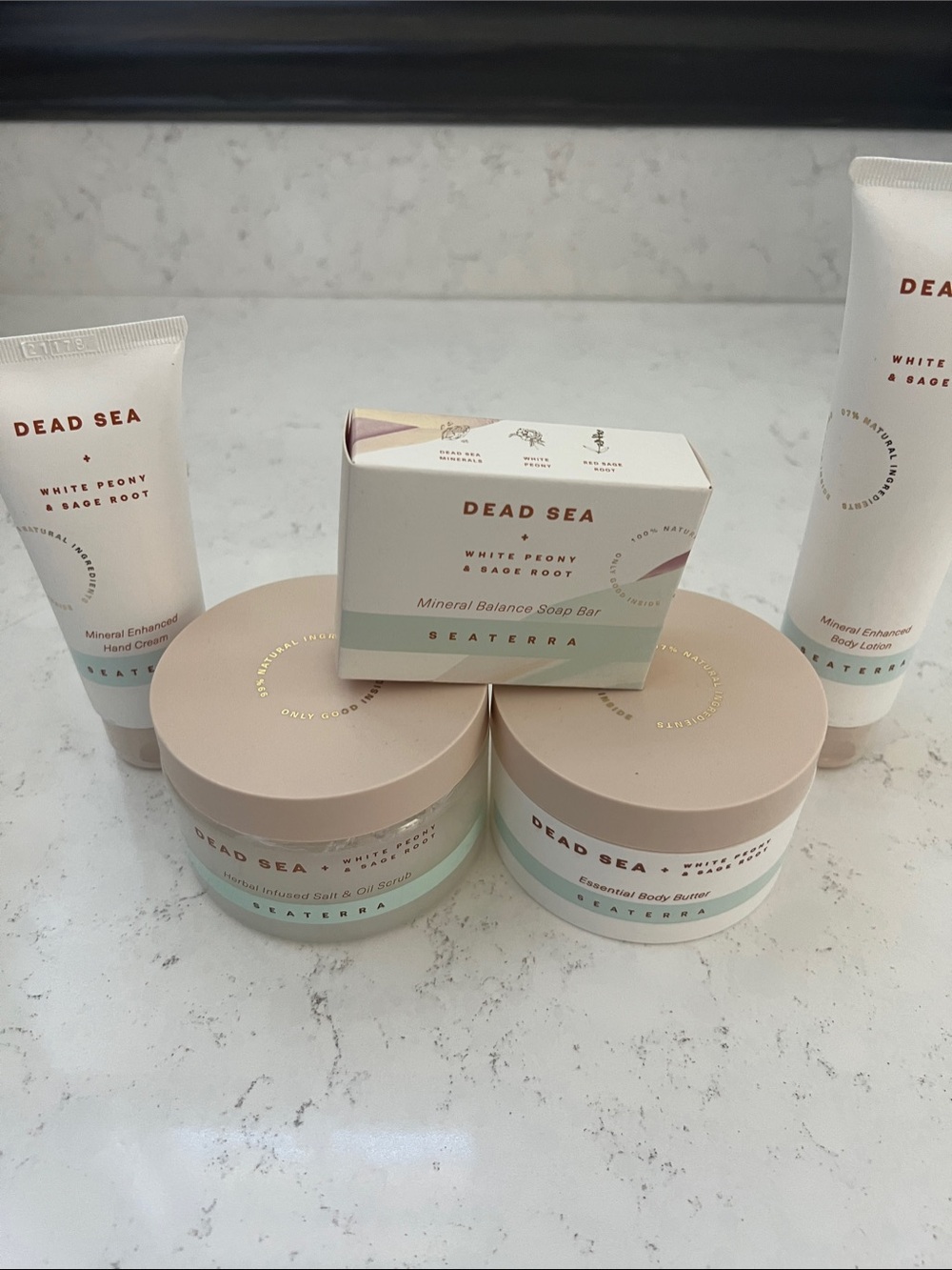Seacret Dead Sea White Peony & Sage Root Mineral Body Butter& salt and oil scrub